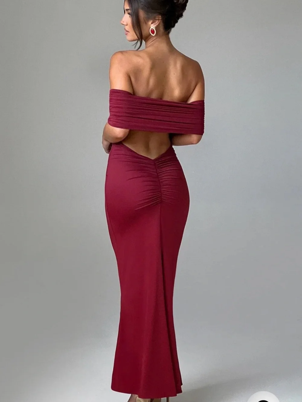 Strapless Burgundy Ruched Maxi Dress-Babyboo Fashion- Never worn/NWT - Picture 2 of 3